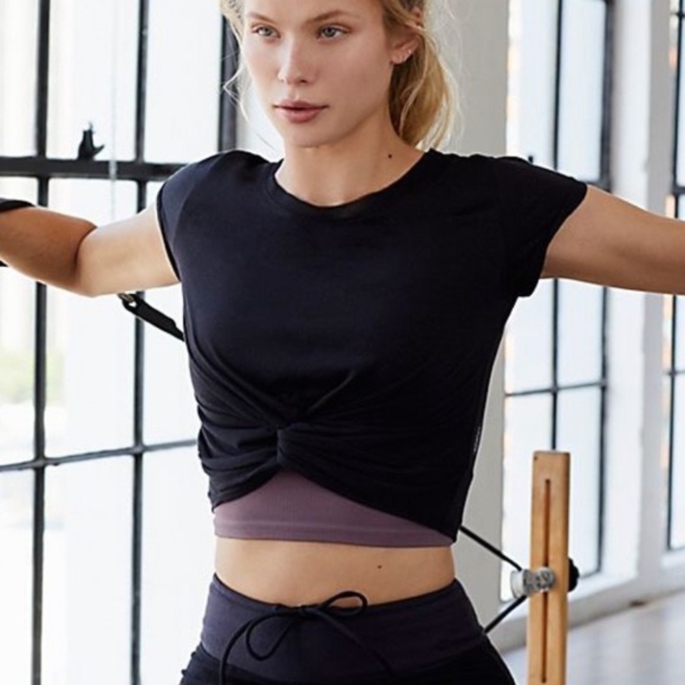 Free People Movement Cropped Twist Knot Tshirt